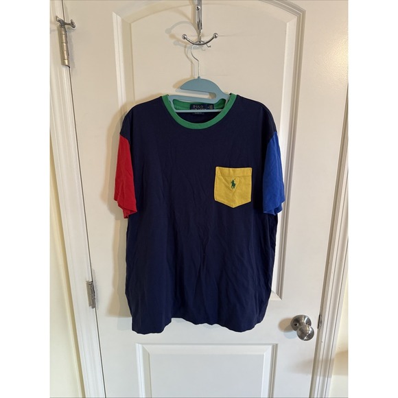 Polo Ralph Lauren Other - Polo Ralph Lauren Men's Blue Multi Colorblock Crew-Neck Classic Fit T-Shirt Med